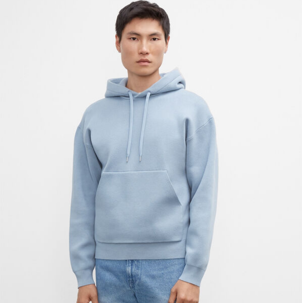 Club Monaco Double Knit Hoodie Sweatshirt Light Blue Chandails Size Small New!